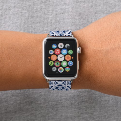 Portuguese blue tile apple watch band
