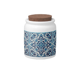 Portuguese blue tile candy jar
