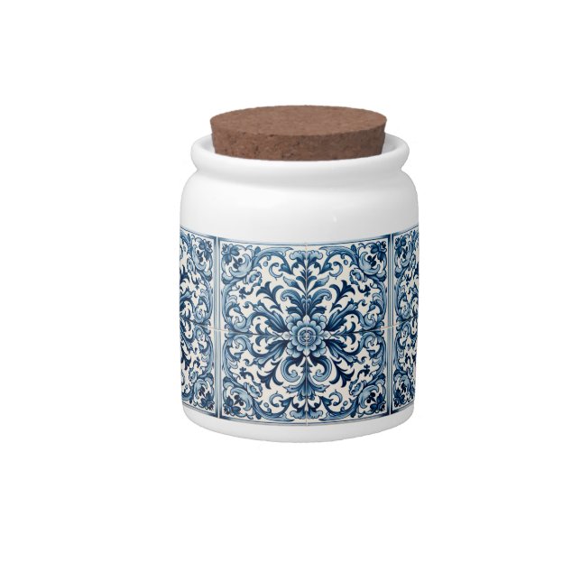 Portuguese blue tile candy jar (Front)