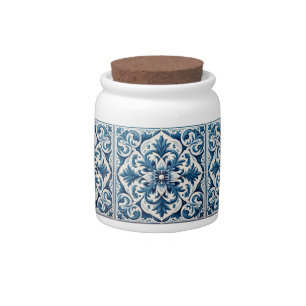 Portuguese blue tile candy jar