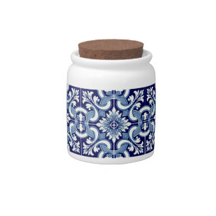 Portuguese blue tile candy jar