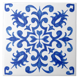 Portuguese Blue Tile central round medallion
