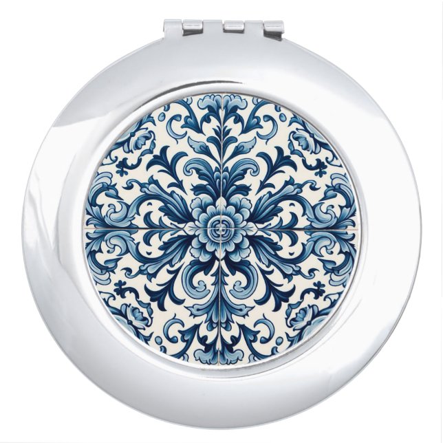 Portuguese blue tile compact mirror (Front)