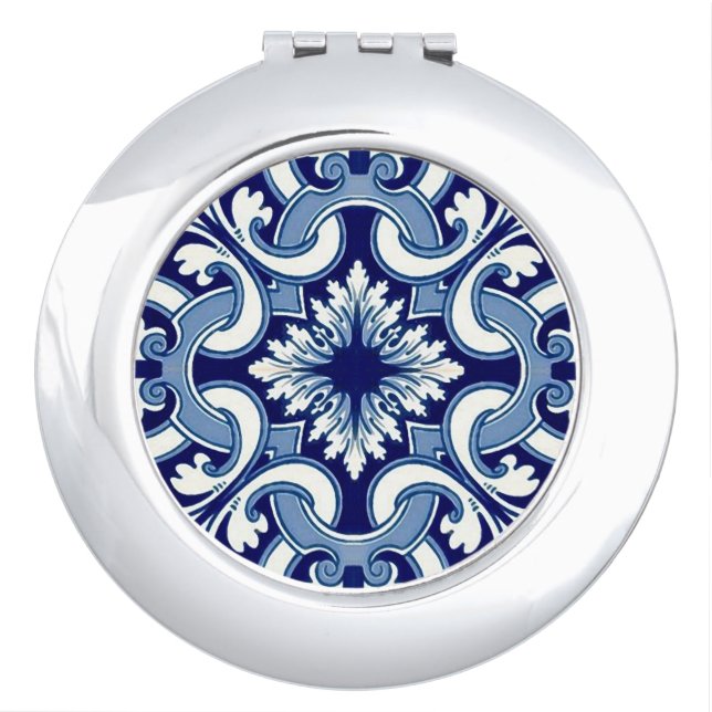 Portuguese blue tile compact mirror (Front)