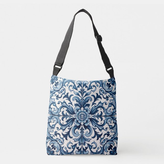 Portuguese blue tile crossbody bag (Front)
