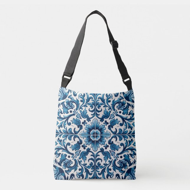 Portuguese blue tile crossbody bag (Front)
