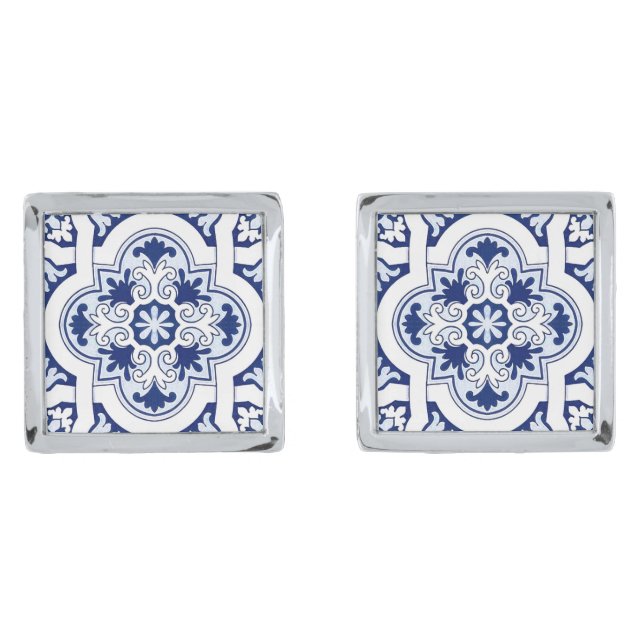 Portuguese blue tile cufflinks (Front)