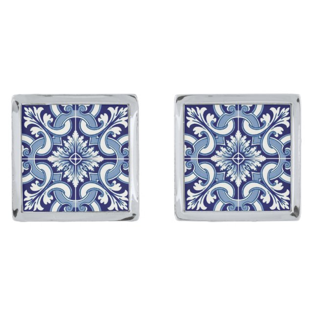 Portuguese blue tile cufflinks (Front)