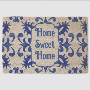 Portuguese Blue Tile Custom Doormat – Fiber Materi Fiber Doormat