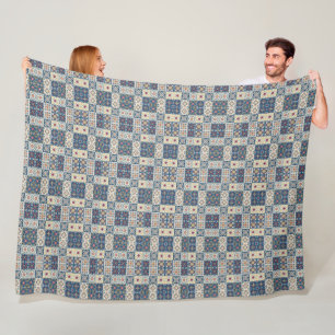 Portuguese blue tile designs fleece blanket