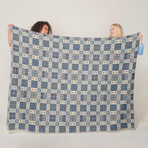 Portuguese blue tile designs fleece blanket