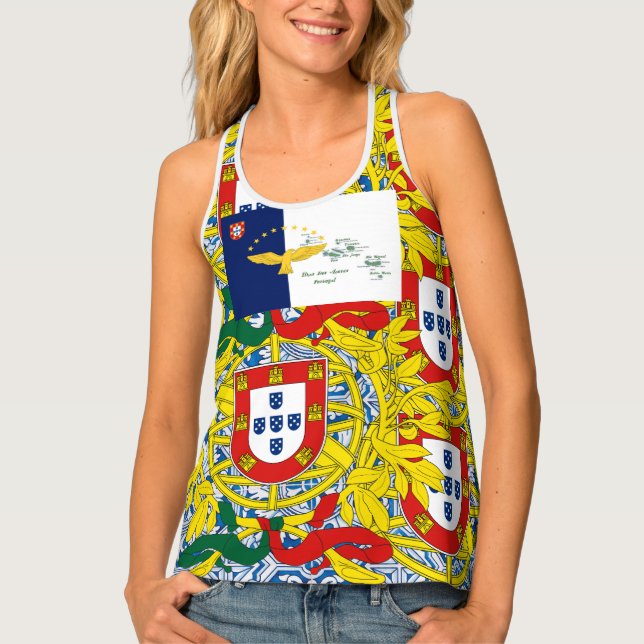Portuguese blue tile designs tank top (Front)