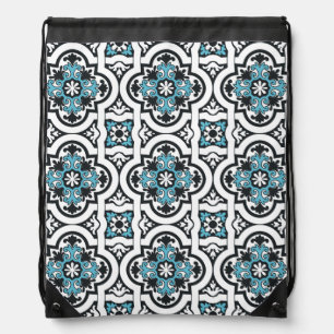 Portuguese blue tile drawstring bag