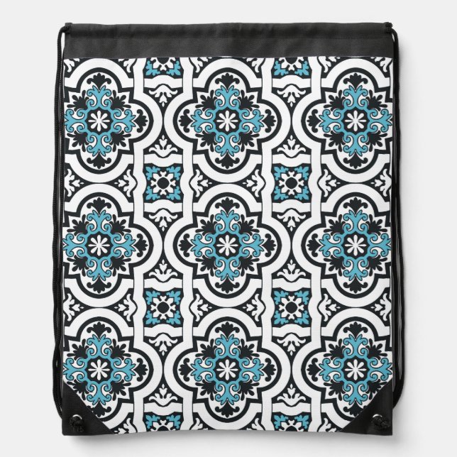 Portuguese blue tile drawstring bag (Front)