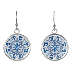 Portuguese blue tile earrings