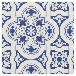 Portuguese blue tile fabric