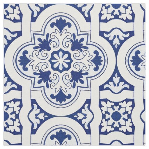 Portuguese blue tile fabric