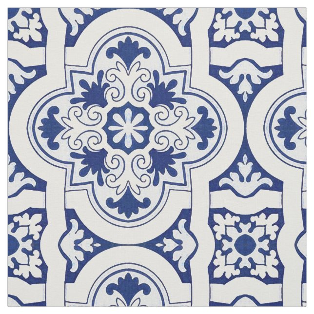 Portuguese blue tile fabric (Swatch)