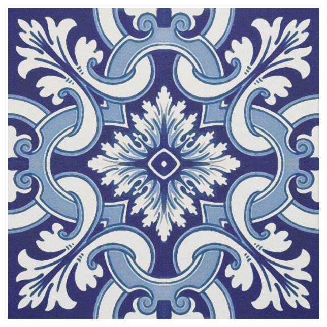 Portuguese blue tile fabric (Swatch)