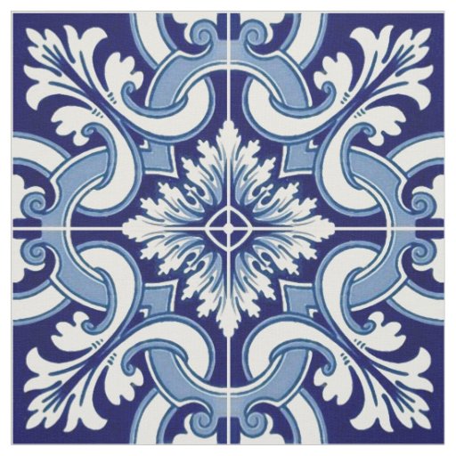 Portuguese blue tile fabric