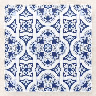 Portuguese blue tile glass coaster