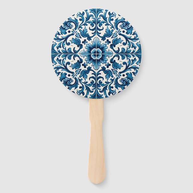 Portuguese blue tile hand fan (Front)