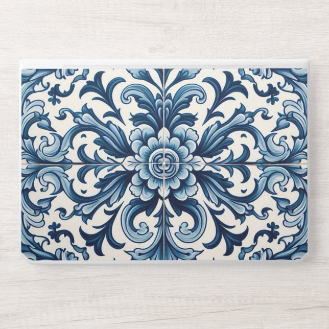 Portuguese blue tile HP laptop skin (Front)