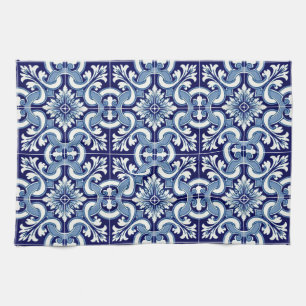 Portuguese blue tile kitchen towel