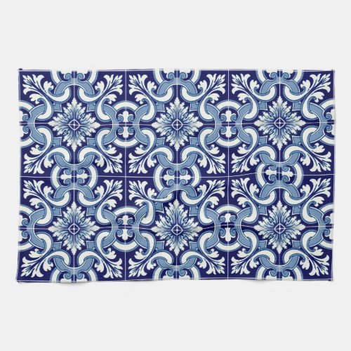 Portuguese blue tile kitchen towel
