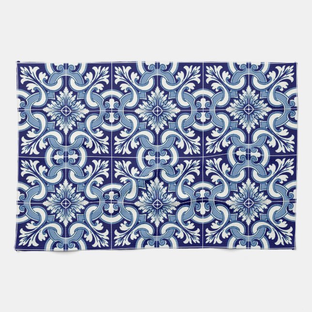 Portuguese blue tile kitchen towel (Horizontal)