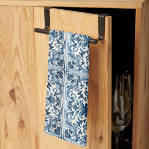 Portuguese blue tile kitchen towel