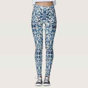 Portuguese blue tile leggings