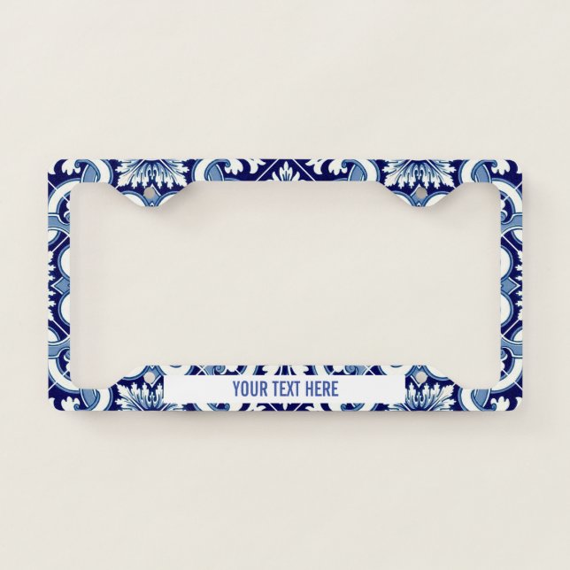Portuguese blue tile license plate frame (Front)
