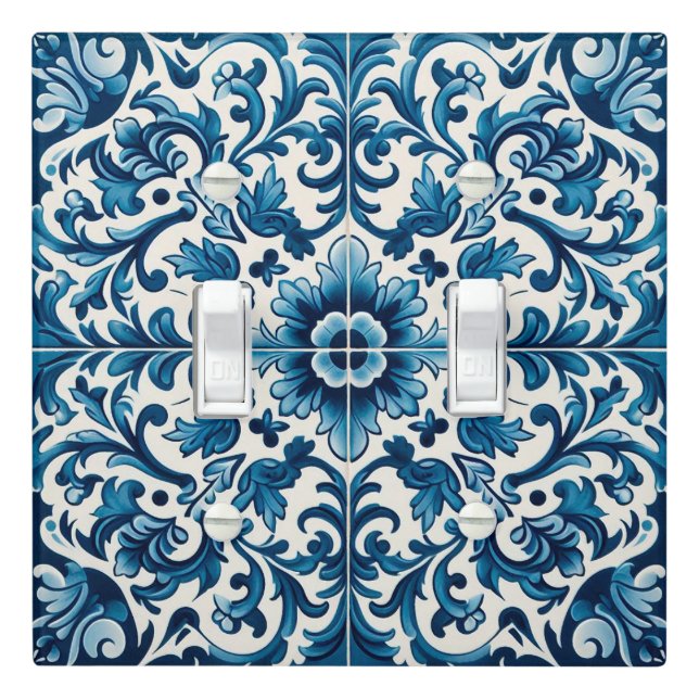 Portuguese blue tile light switch cover (In Situ)