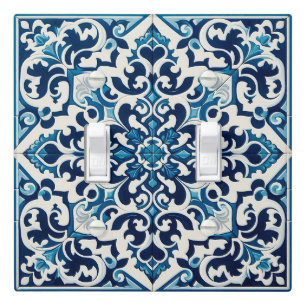Portuguese blue tile light switch cover