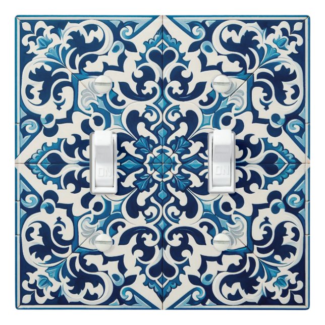 Portuguese blue tile light switch cover (In Situ)