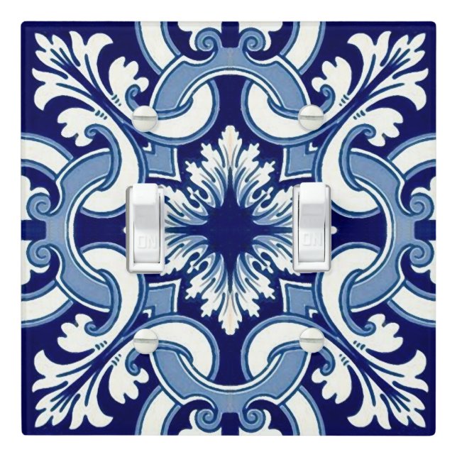 Portuguese blue tile light switch cover (In Situ)