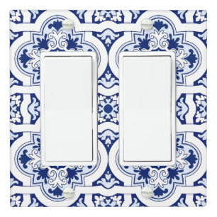Portuguese blue tile light switch cover