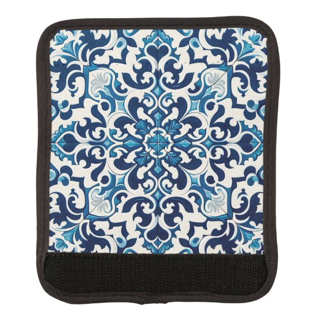 Portuguese blue tile luggage handle wrap (Front)