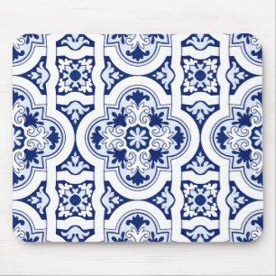 Portuguese blue tile mouse pad