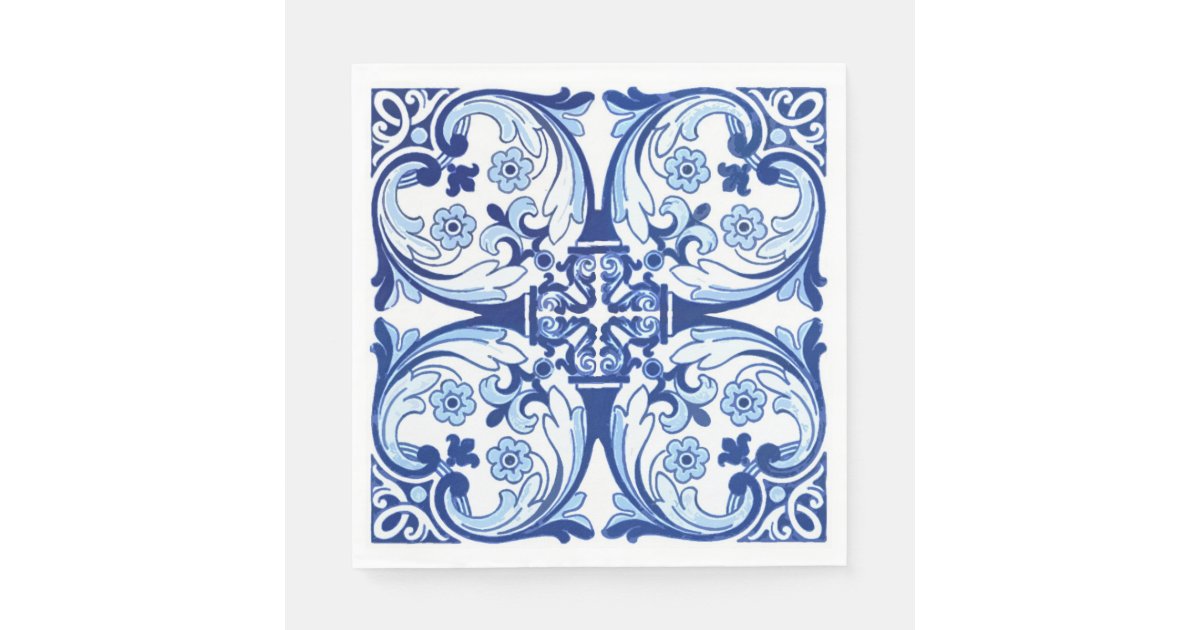 Portuguese blue tile napkins Zazzle