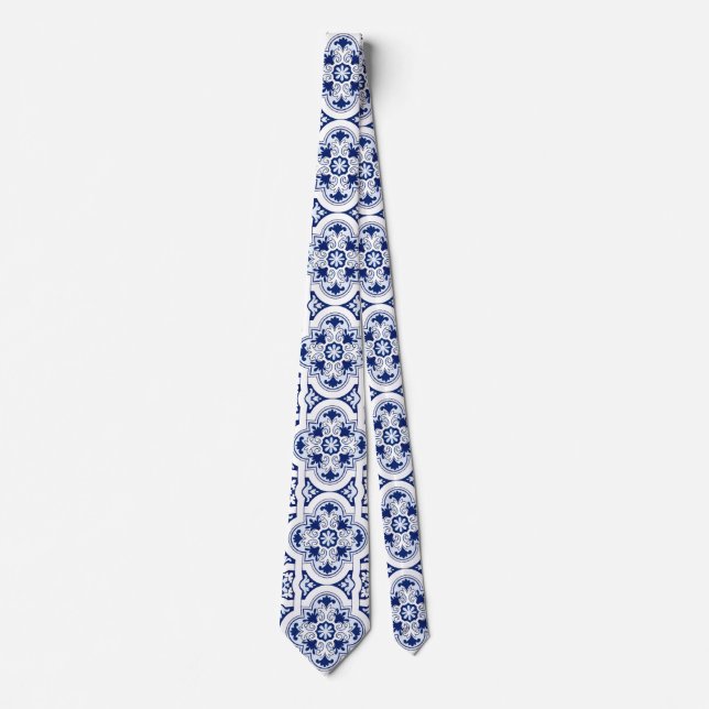 Portuguese blue tile neck tie (Front)