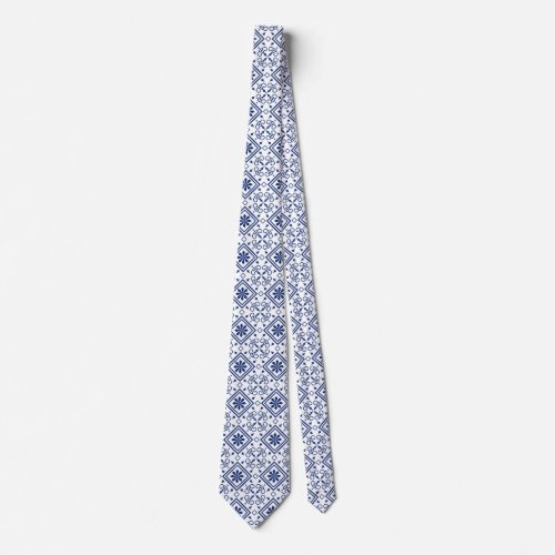 Portuguese blue tile neck tie