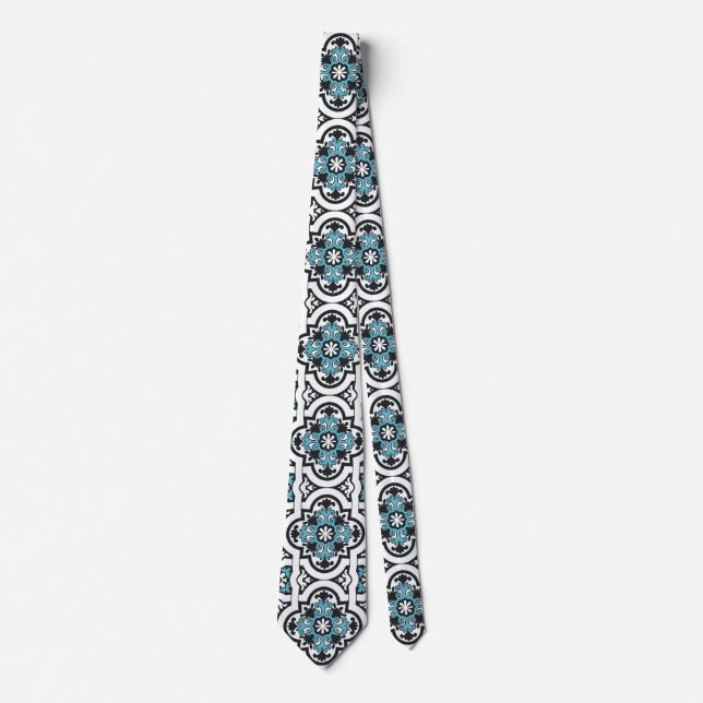 Portuguese blue tile neck tie (Front)