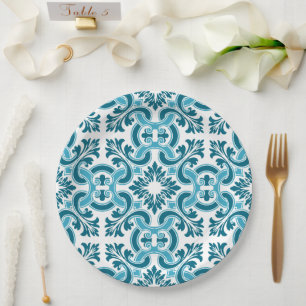 Portuguese blue tile paper plates