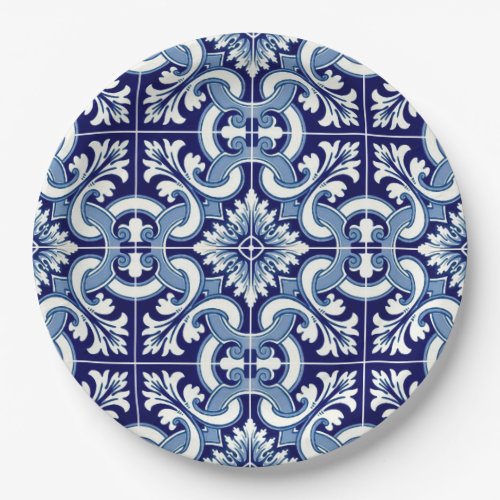 Portuguese blue tile paper plates