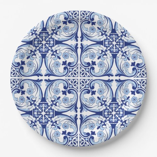 Portuguese blue tile paper plates