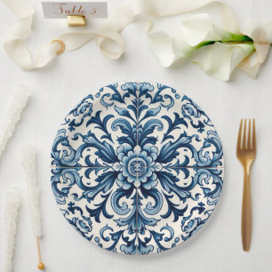 Portuguese blue tile paper plates