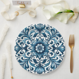 Portuguese blue tile paper plates