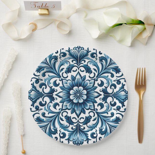 Portuguese blue tile paper plates (Wedding)